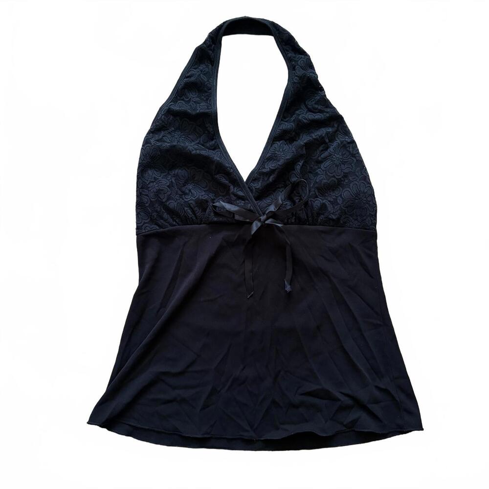 Y2K Dess USA Halter Tank Top Lace Babydoll Grunge Whimsigoth Women's Size Medium